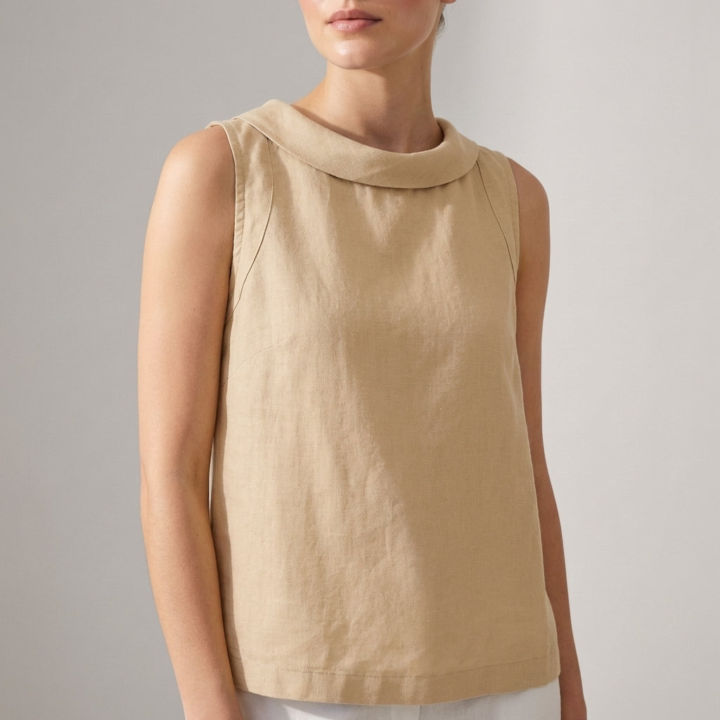 Relaxed Fit Draped Neckline Sleeveless Top for Women – Breathable Everyday Comfort