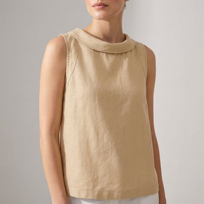 Relaxed Fit Draped Neckline Sleeveless Top for Women – Breathable Everyday Comfort