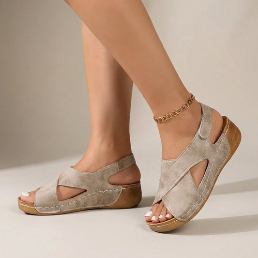 Comfort Fit Cross Strap Wedge Sandals for Women – Orthopedic Support & Adjustable Comfort