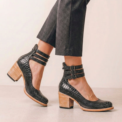 Vintage Buckle Strap Heels for Women – Timeless Elegance & Confident Comfort