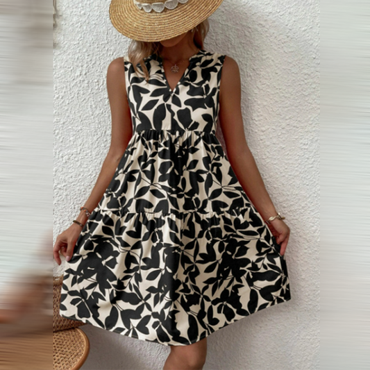 Women's Dress - Sleeveless Bohemian Style - V-neck - Loose Fit - Light and Breathable