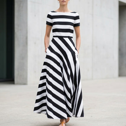 Striped A-Line Maxi Dress for Women – Stylish And Comfortable Design
