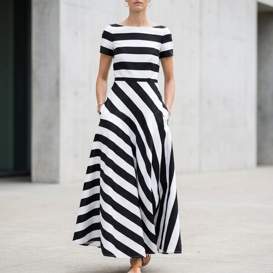 Striped A-Line Maxi Dress for Women – Stylish And Comfortable Design