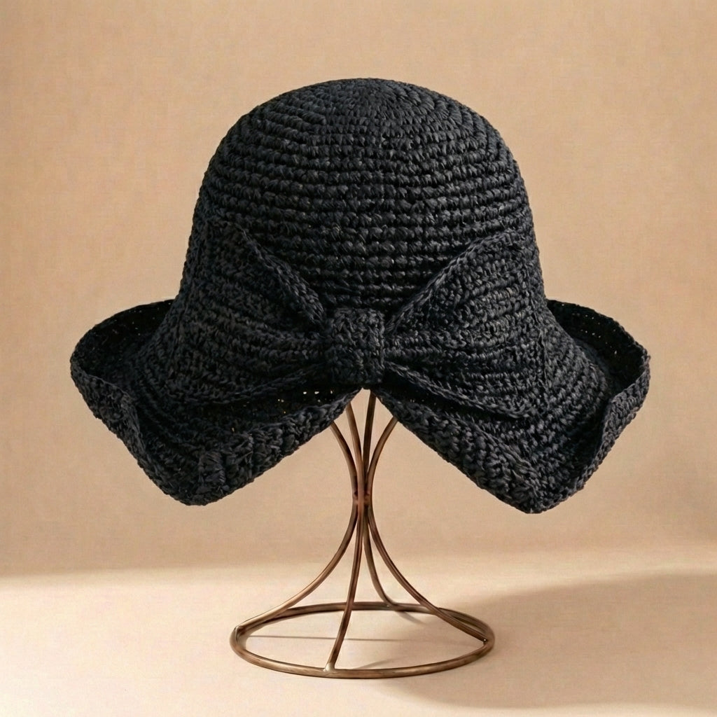 Woven Bow Sun Hat for Women – Elegant Summer Style