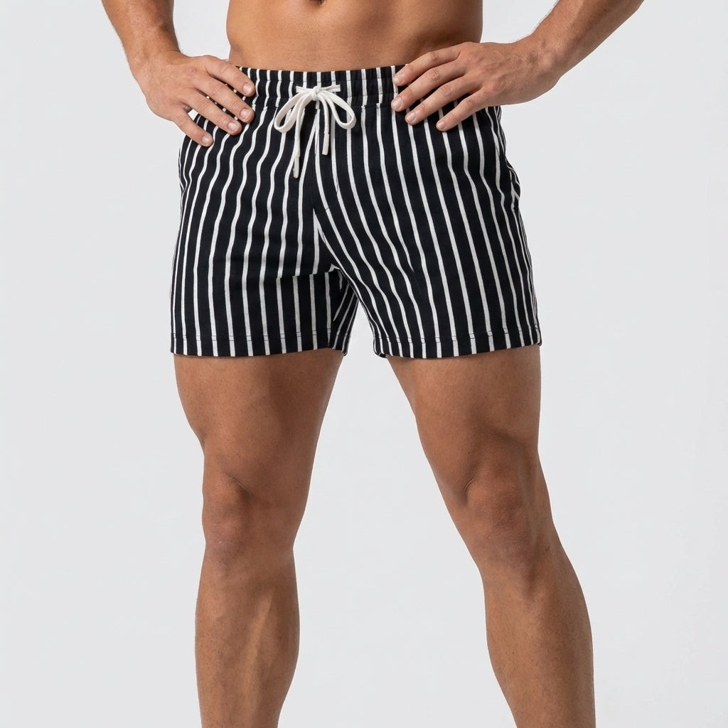 Relaxed Fit Striped Mid-Thigh Shorts for Men – Comfortable Casual Style