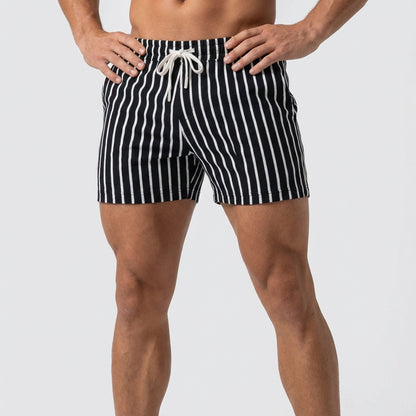 Relaxed Fit Striped Mid-Thigh Shorts for Men – Comfortable Casual Style