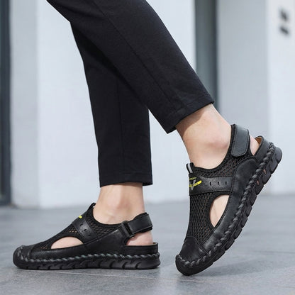 Hand-Stitched Closed Toe Sandals for Men – Breathable & Adjustable Comfort