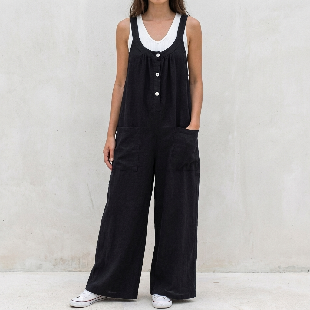 Relaxed Fit Wide Leg Jumpsuit for Women – Comfortable Casual Style