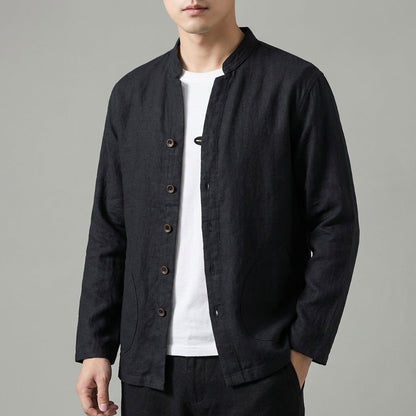 Mandarin Collar Button Jacket for Men – Relaxed Contemporary Style