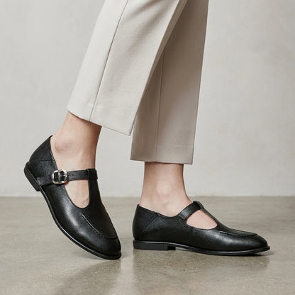 Classic T-Strap Comfort Flats for Women – Elegant Everyday Support