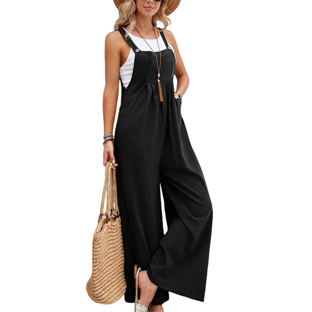 Women's Jumpsuit - Wide Legs - Sleeveless with Adjustable Straps - Light and Breathable
