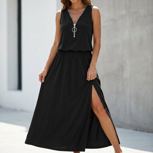 Relaxed A-Line Sleeveless Maxi Dress for Women – Stylish Casual Comfort