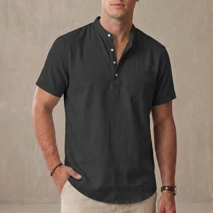 Relaxed Fit Henley Shirt for Men – Breathable & Casual Comfort