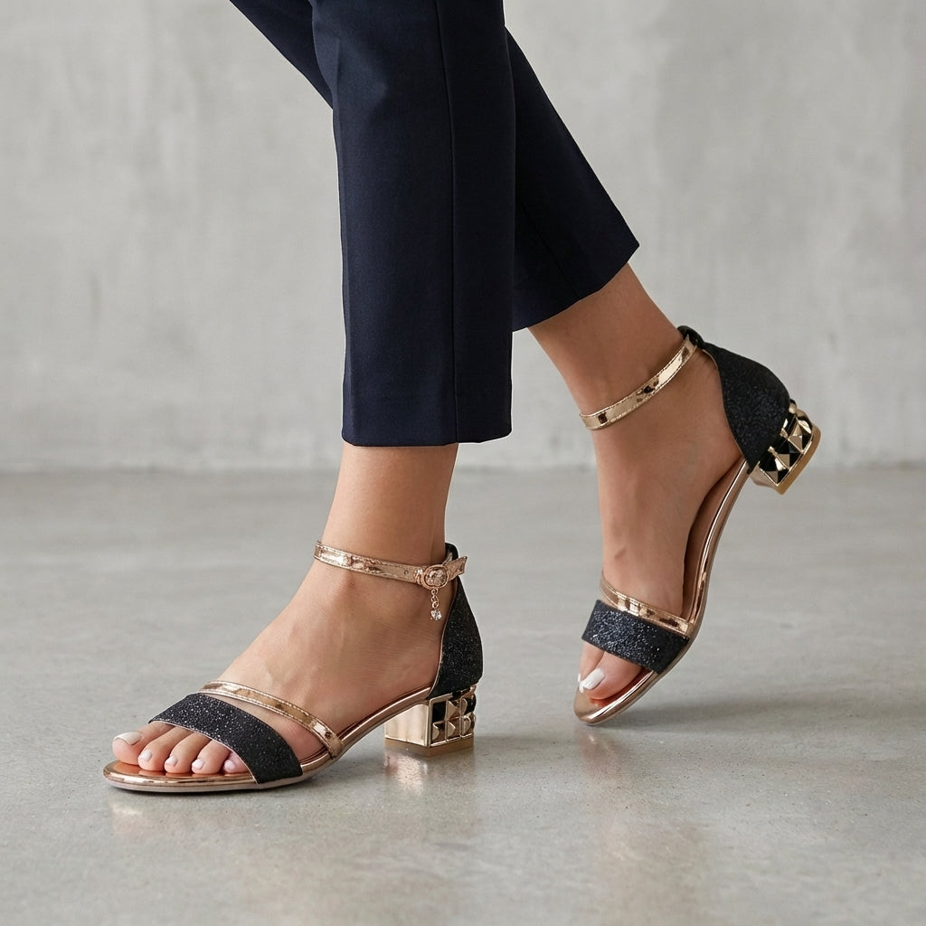 Ankle Strap Block Heel Sandals for Women – Elegant Comfort & Modern Style