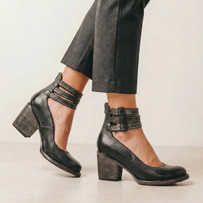 Vintage Buckle Strap Heels for Women – Timeless Elegance & Confident Comfort