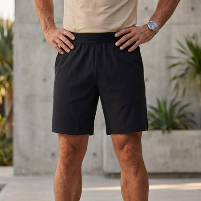 Relaxed Fit Solid Above-Knee Enduro Shorts for Men – Comfortable Athletic Design