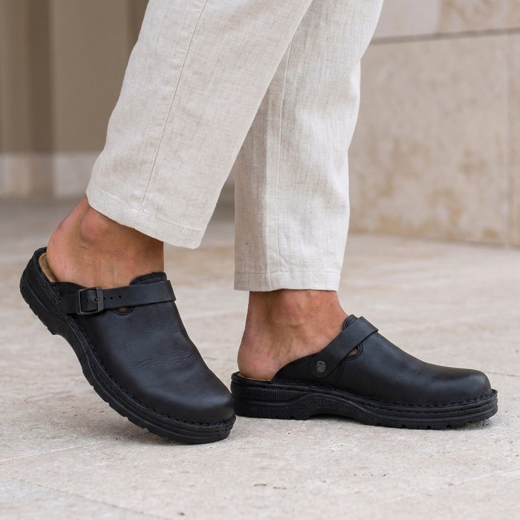 Casual Buckle Clog Mules for Men – Relaxed Comfort & Everyday Versatility