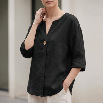 Relaxed Fit Button Front Blouse for Women – Effortless Everyday Style