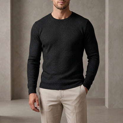 Ribbed Regular Fit Crewneck Knit Shirt for Men – Casual Comfort & Style