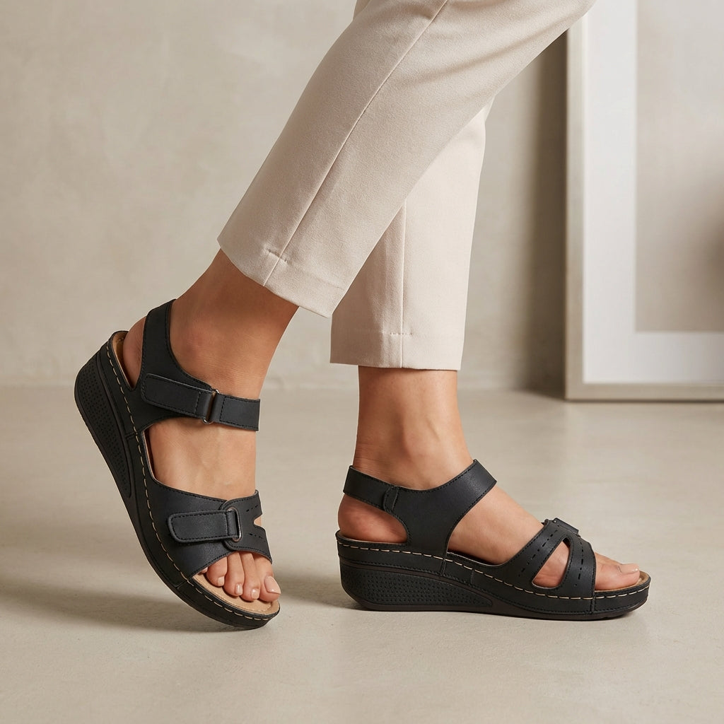 Orthopedic Adjustable Strap Wedge Ankle Sandals for Women – Supportive & Comfortable Fit