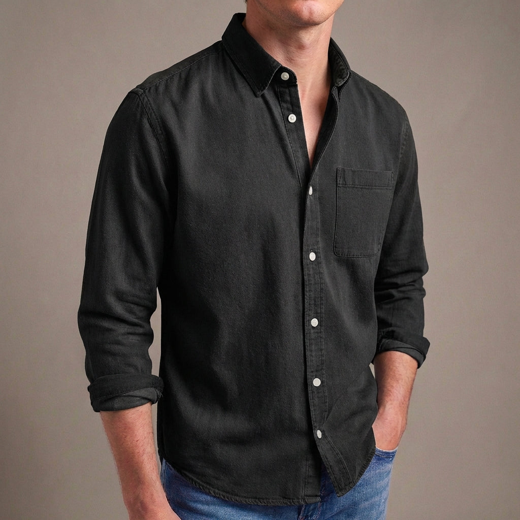 Men’s Casual Button-Up Shirt with Relaxed Fit – Classic Casual Comfort