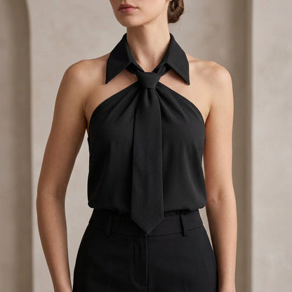 Elegant Halter Tie-Neck Blouse for Women – Sophisticated Modern Style