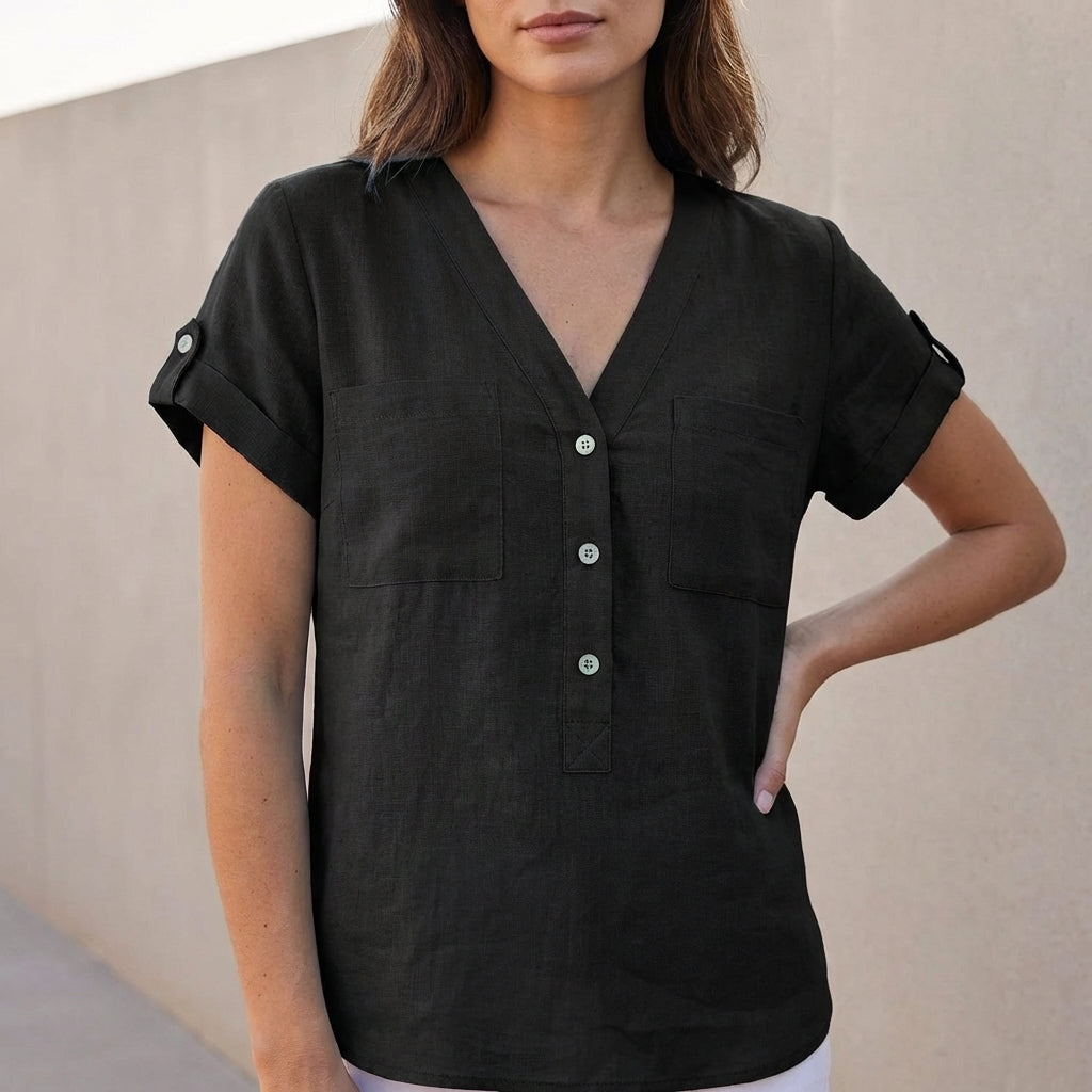 Relaxed Fit Button-Front Shirt for Women – Breathable Casual Comfort