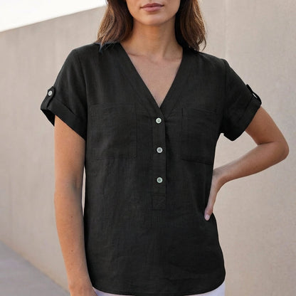 Relaxed Fit Button-Front Shirt for Women – Breathable Casual Comfort