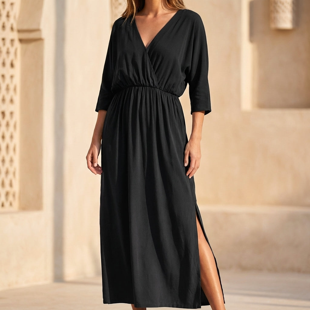 Flowy V-Neck Maxi Dress for Women – Effortless Elegance & Everyday Comfort