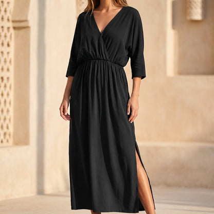 Flowy V-Neck Maxi Dress for Women – Effortless Elegance & Everyday Comfort
