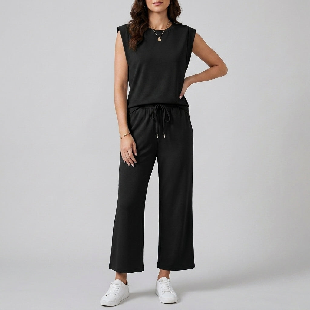 Relaxed Fit Sleeveless Top & Wide Leg Pants Set for Women – Effortless Everyday Style