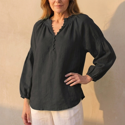 Relaxed Fit Button Front Blouse for Women – Comfortable Casual Elegance