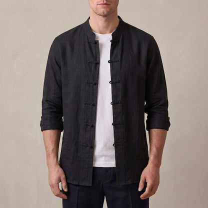 Relaxed Fit Band Collar Shirt for Men – Casual Comfort & Style