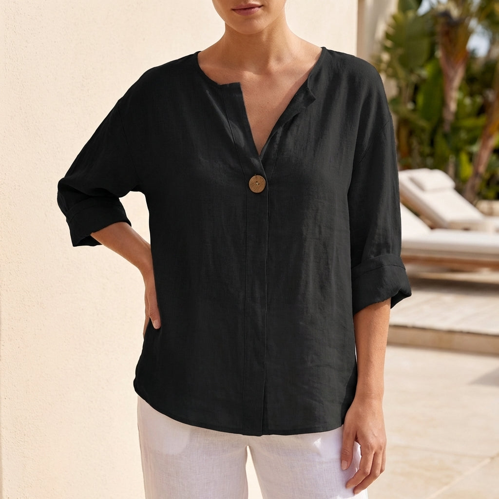 Relaxed Fit Button Front Blouse for Women – Casual Stylish Comfort