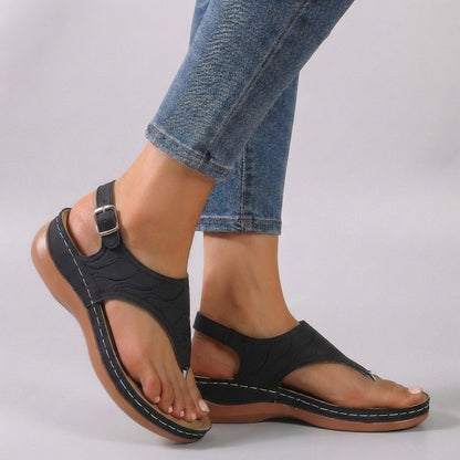 Embroidered Orthopedic Wedge Heel Sandals for Women – Supportive Stylish Comfort