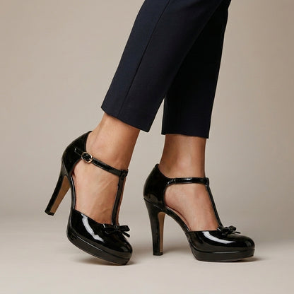 T-Strap Platform Heels for Women – Elegant Height & Timeless Style