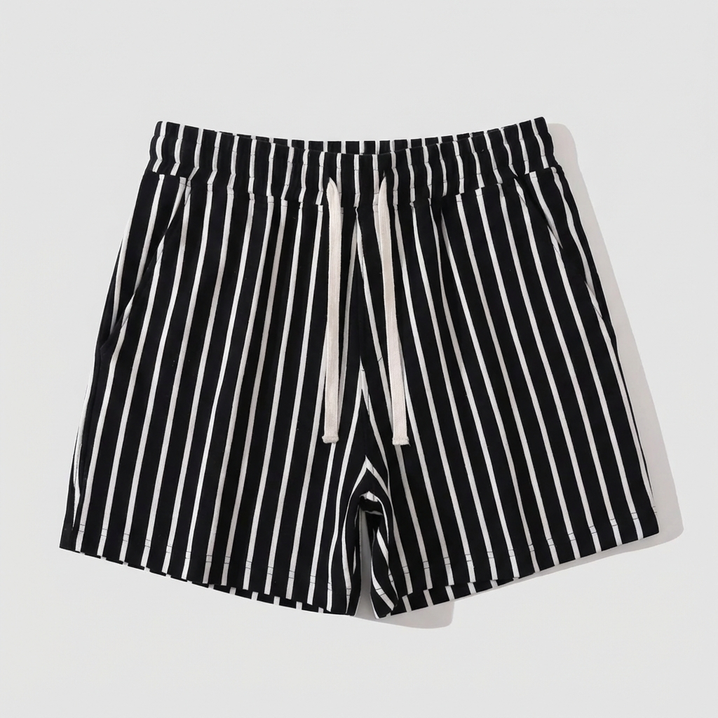 Relaxed Fit Striped Mid-Thigh Shorts for Men – Comfortable Casual Style