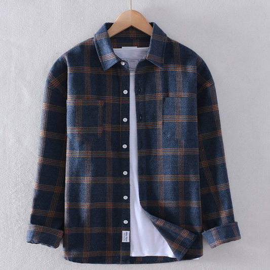 Men's Shirt - Flannel Checkered - Button Closure - Long-Sleeved Casual Comfort