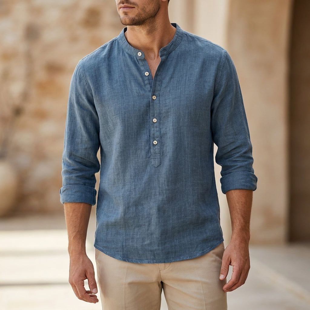 Relaxed Fit Henley Shirt for Men – Casual Comfort & Style