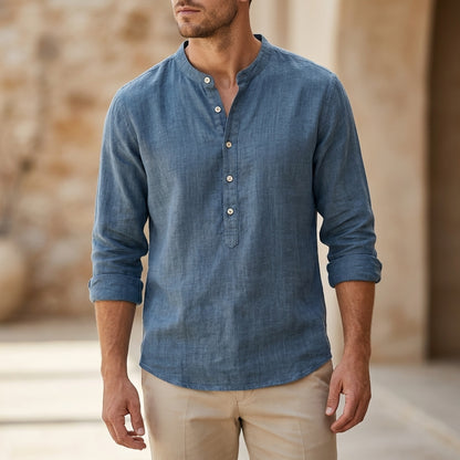 Relaxed Fit Henley Shirt for Men – Casual Comfort & Style