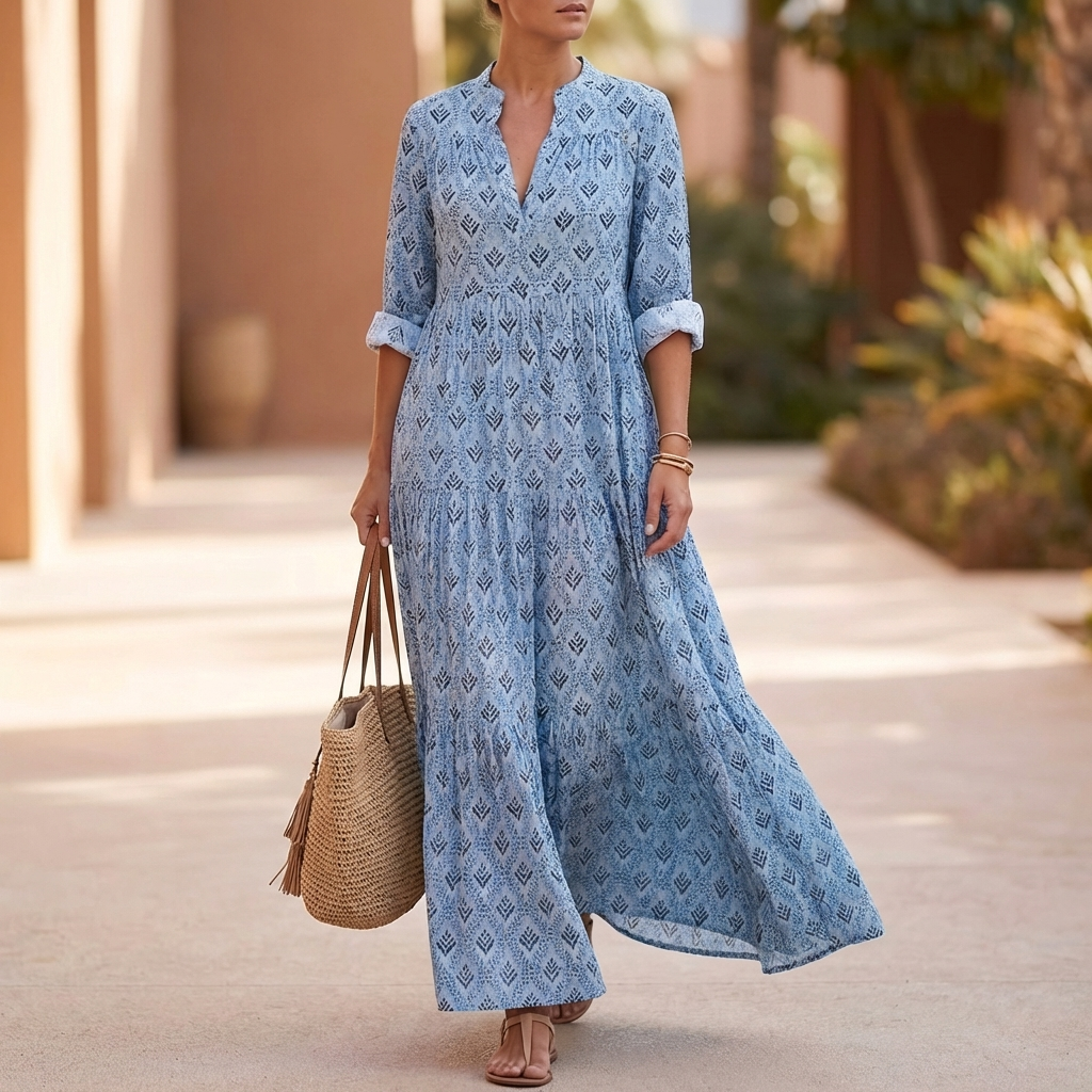Relaxed Fit Tiered Skirt Maxi Dress for Women – Stylish Casual Comfort