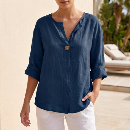 Relaxed Fit Button Front Blouse for Women – Casual Stylish Comfort