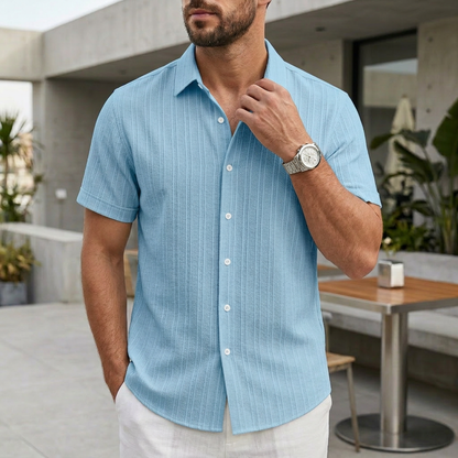 Relaxed Fit Collared Button-Up Shirt for Men – Breathable Casual Comfort