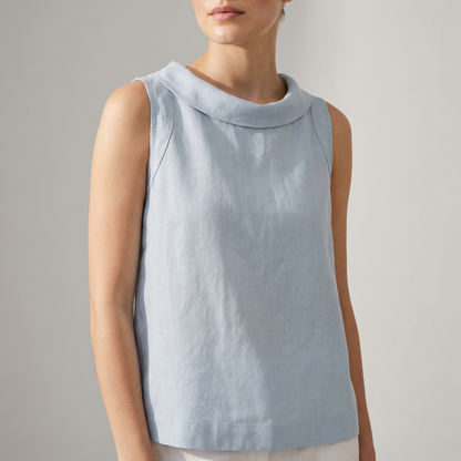 Relaxed Fit Draped Neckline Sleeveless Top for Women – Breathable Everyday Comfort