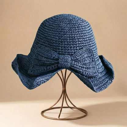 Woven Bow Sun Hat for Women – Elegant Summer Style