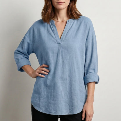 Relaxed Fit V-Neck Blouse for Women – Effortless Everyday Comfort