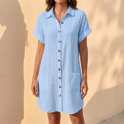 Relaxed Fit Collared Shirt Dress for Women – Casual Comfort & Style