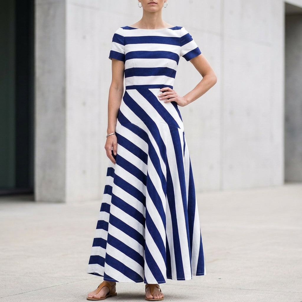 Striped A-Line Maxi Dress for Women – Stylish And Comfortable Design