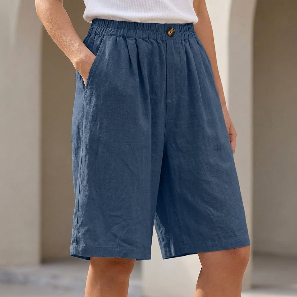 Relaxed Fit Wide-Leg Bermuda Shorts for Women – Breathable Everyday Comfort