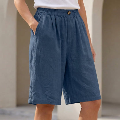 Relaxed Fit Wide-Leg Bermuda Shorts for Women – Breathable Everyday Comfort